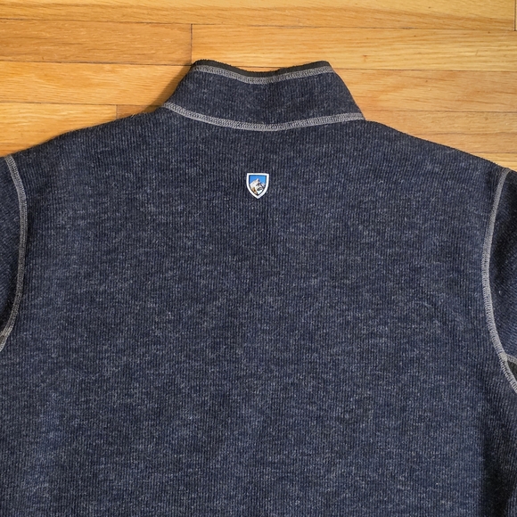 Kuhl Men's Medium Chianti Wool Fleece Blend Thor Charcoal 1/4 Zip Fleece Sweater - Picture 2 of 13